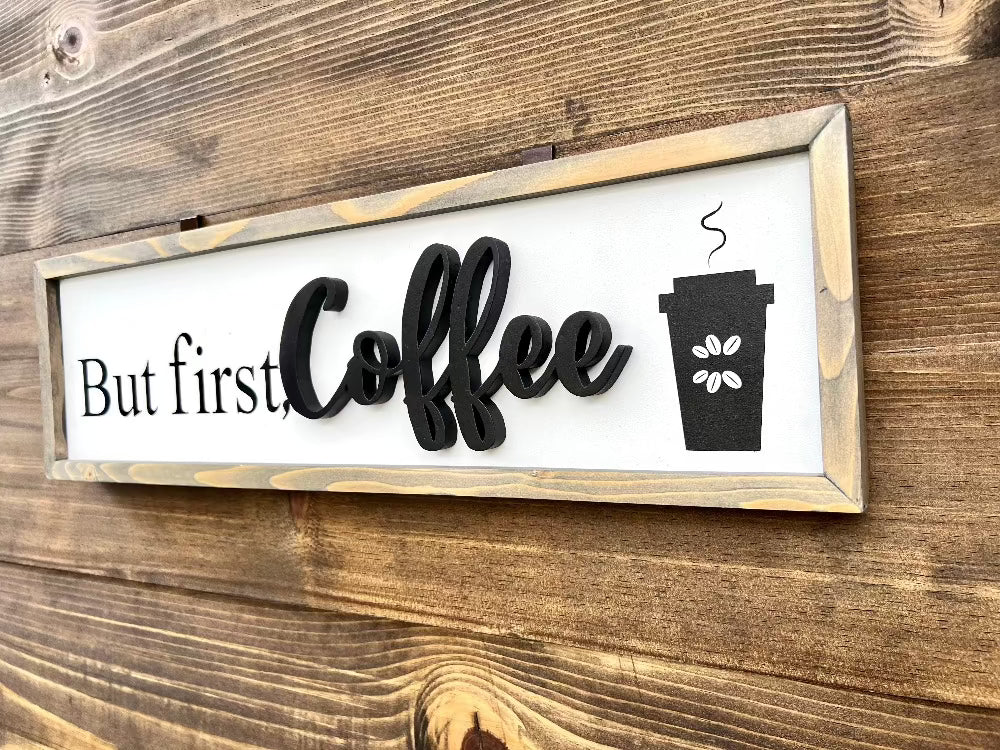 But first Coffee, But first Wine. Double sided Wood Sign. Coffee Corner Decor, Bar Decor.