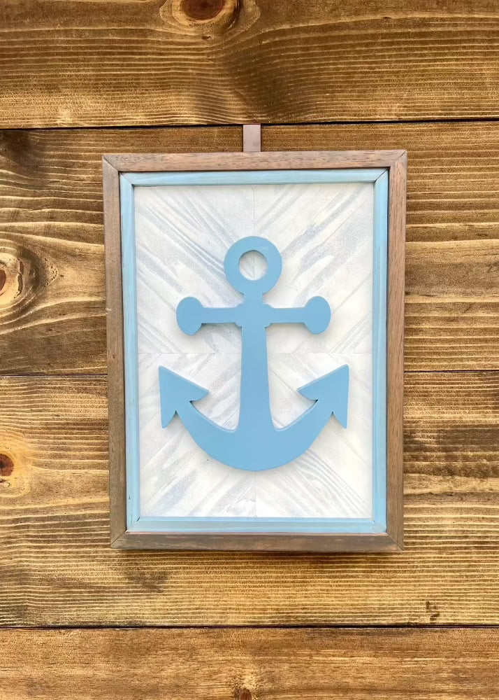 Anchor wood sign, 3D  framed wood sign 