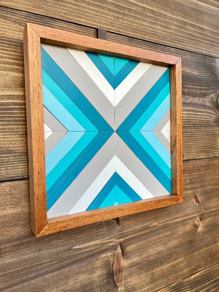 Wood Mosaic Wood Sign, Wooden Geometric wall art, Mosaic wall art