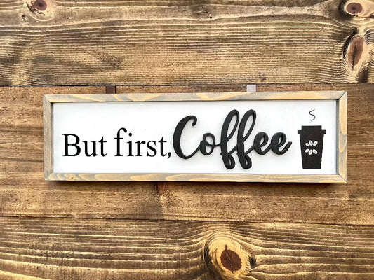 But first Coffee, But first Wine. Double sided Wood Sign. Coffee Corner Decor, Bar Decor.