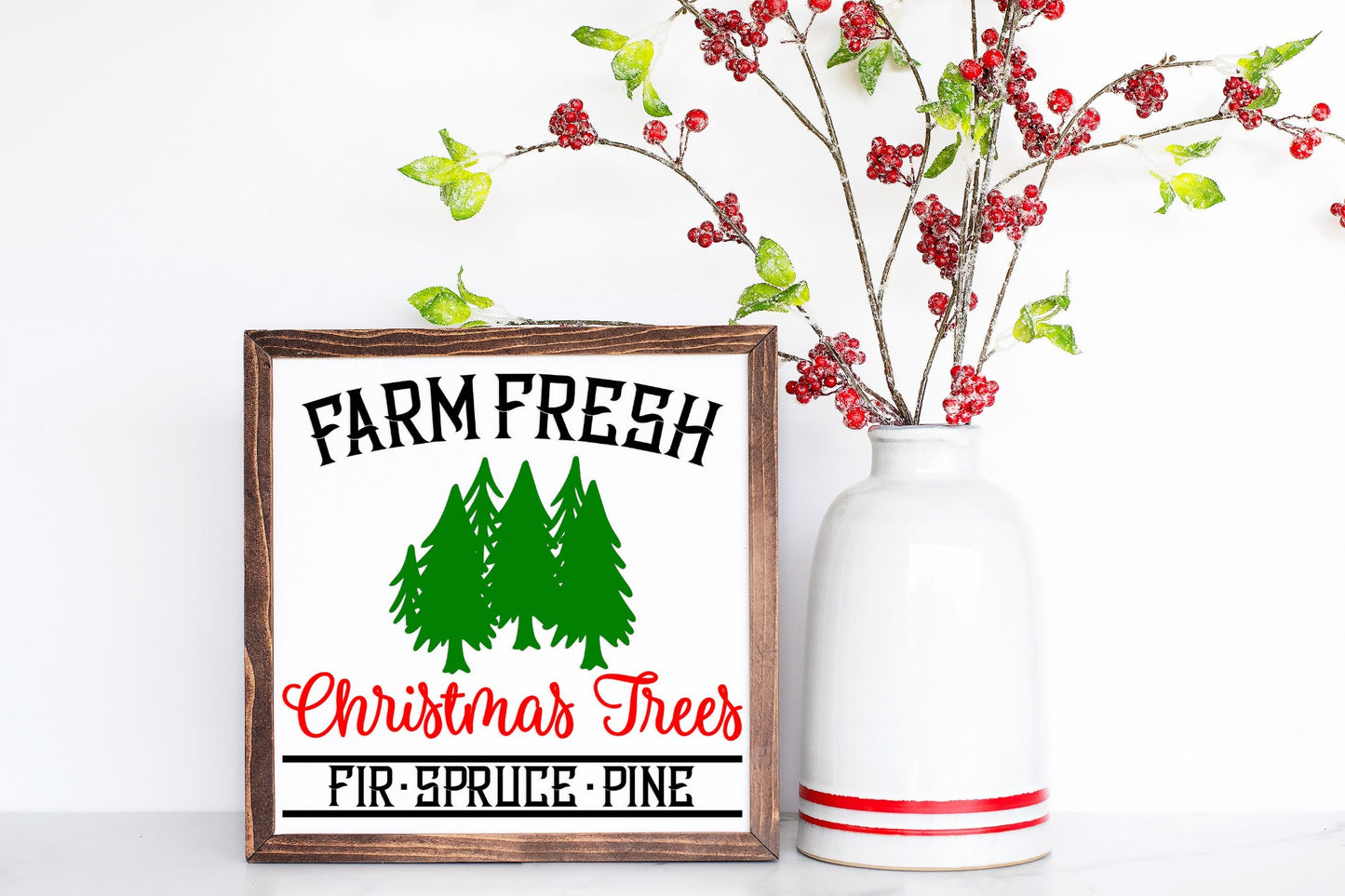 Farm fresh Christmas trees, Christmas wood sign.