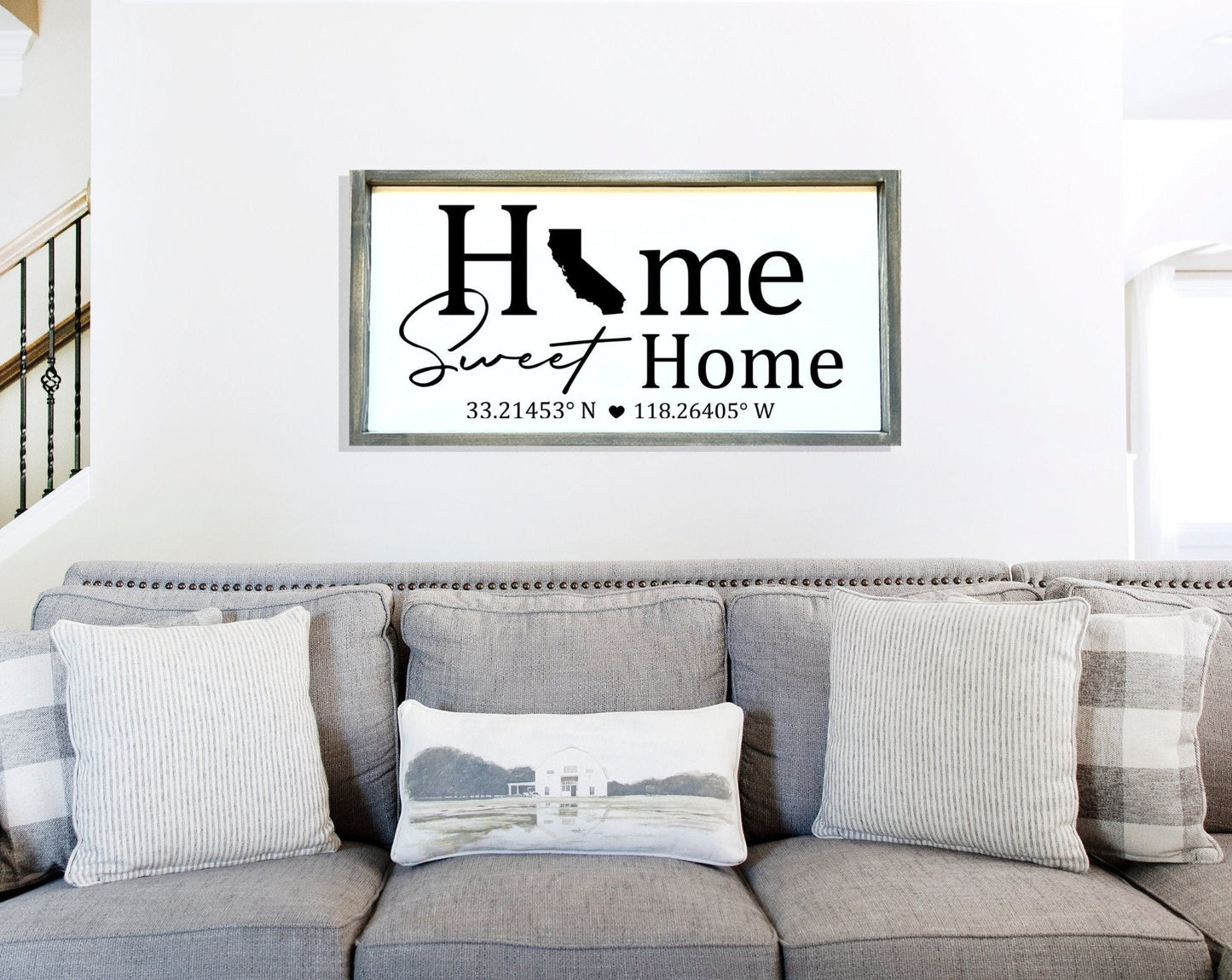 Home sweet home sign living room sign.