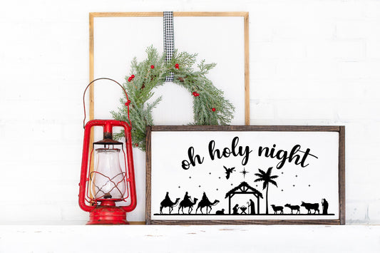 Oh Holy night, Christmas wood sign.