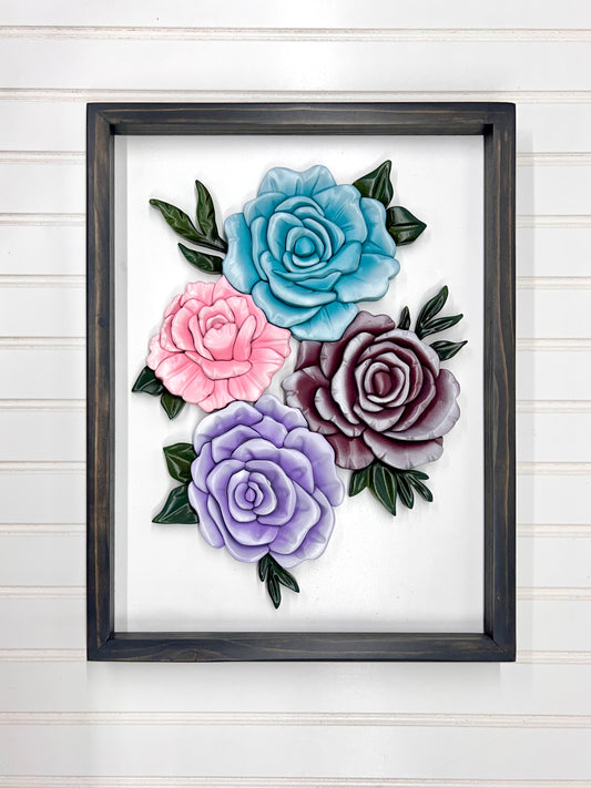 Roses, 3D floral wood sign