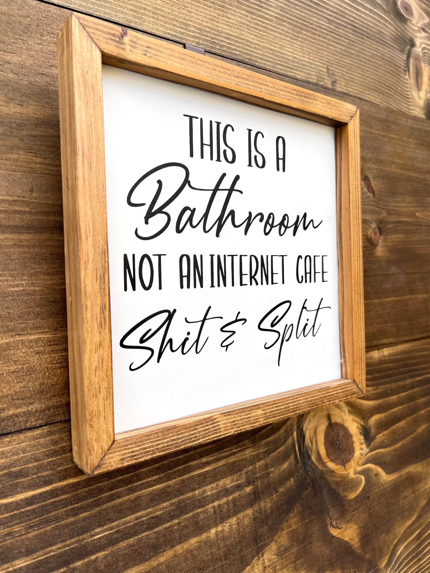 Bathroom wood sign