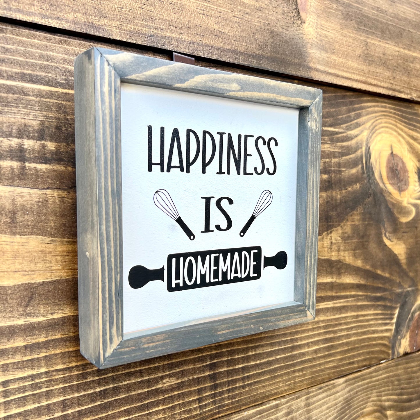 If I have to stir it, It is homemade, double side wood sign, sitter kitchen sign