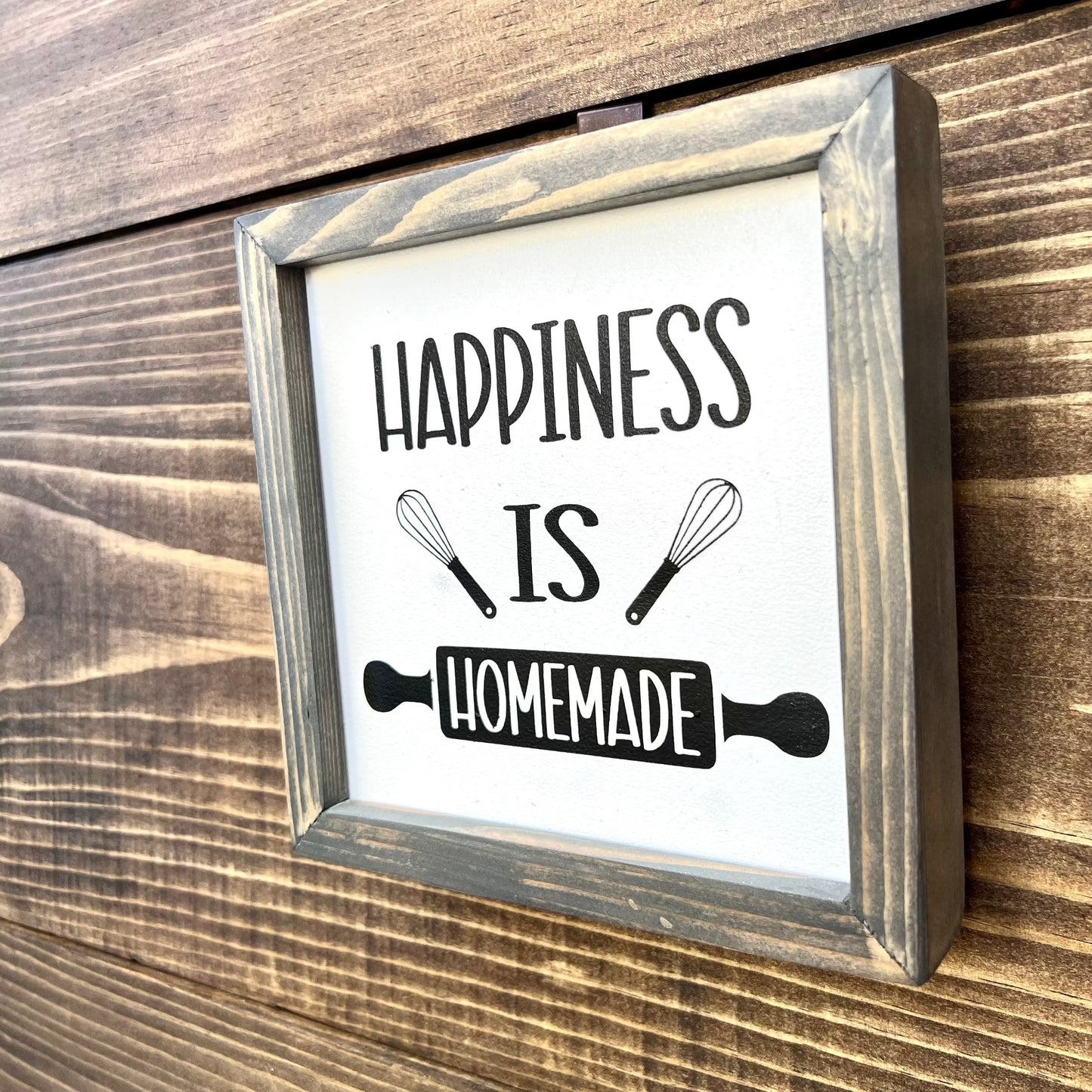 If I have to stir it, It is homemade, double side wood sign, sitter kitchen sign