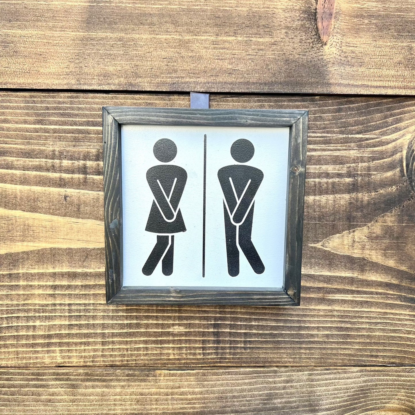 Bathroom wood sign