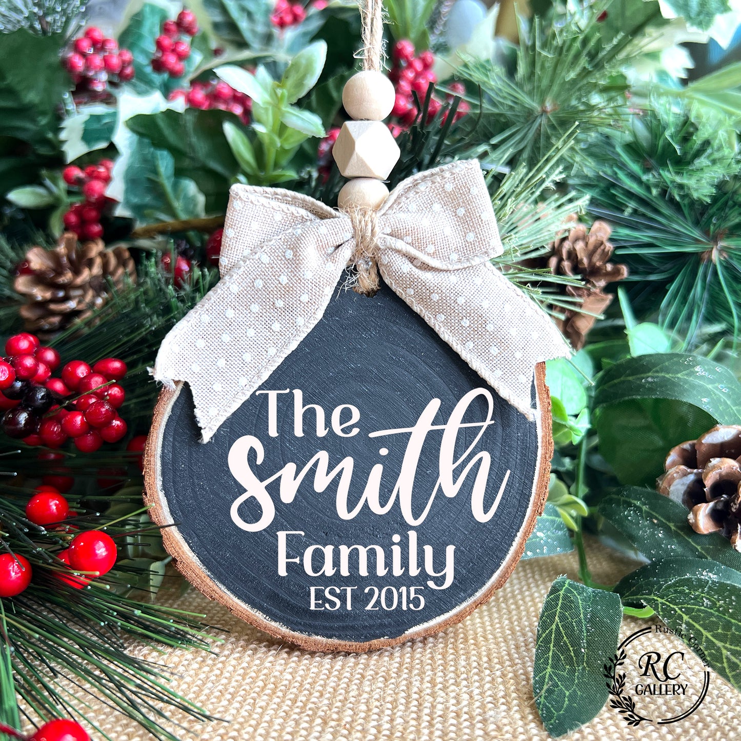 Family name ornaments, Personalized ornament.
