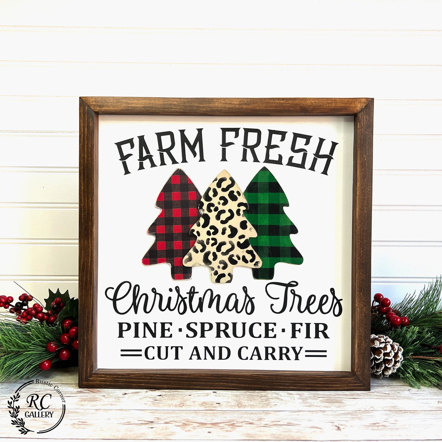 Farm fresh Christmas trees, Christmas wood sign.