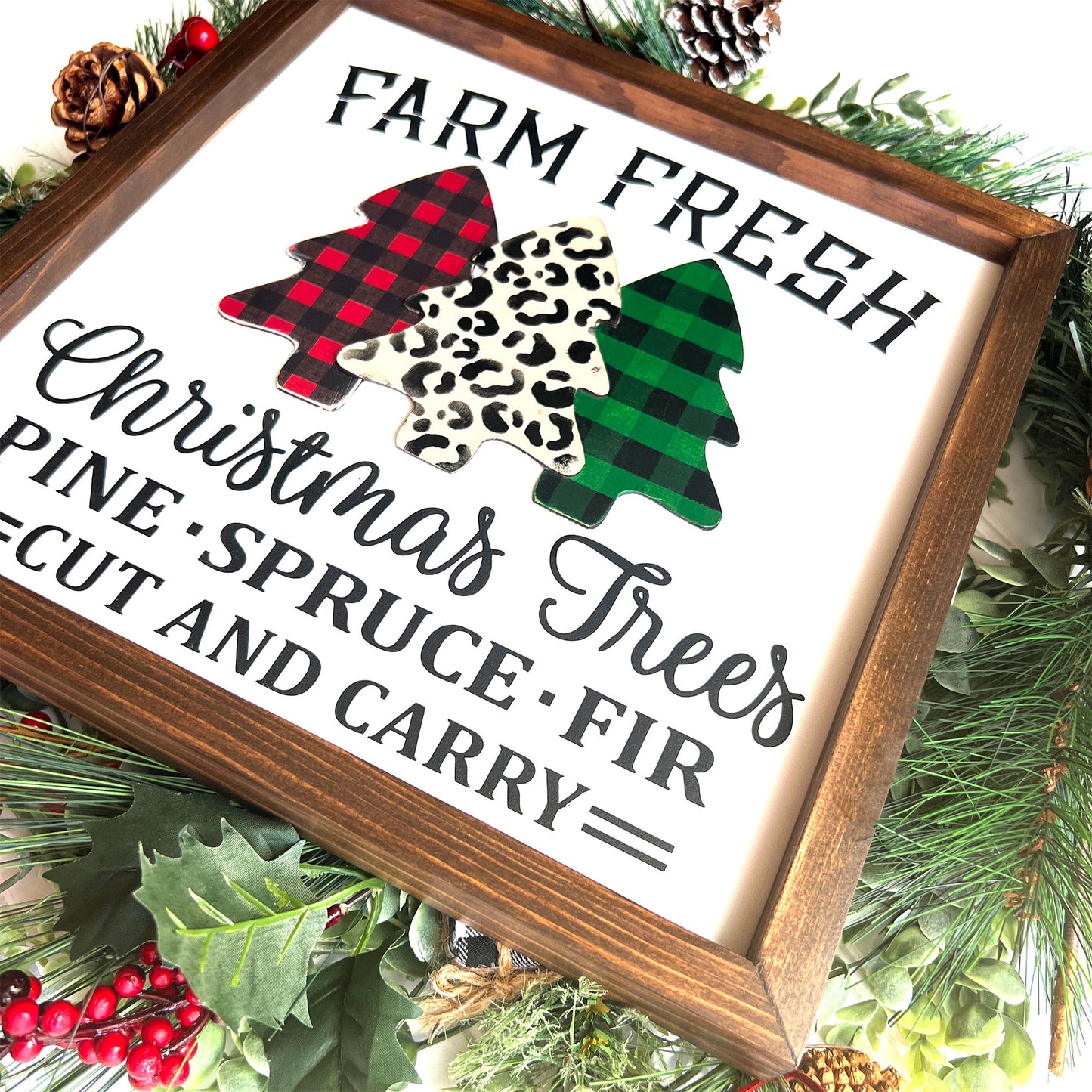 Farm fresh Christmas trees, Christmas wood sign.