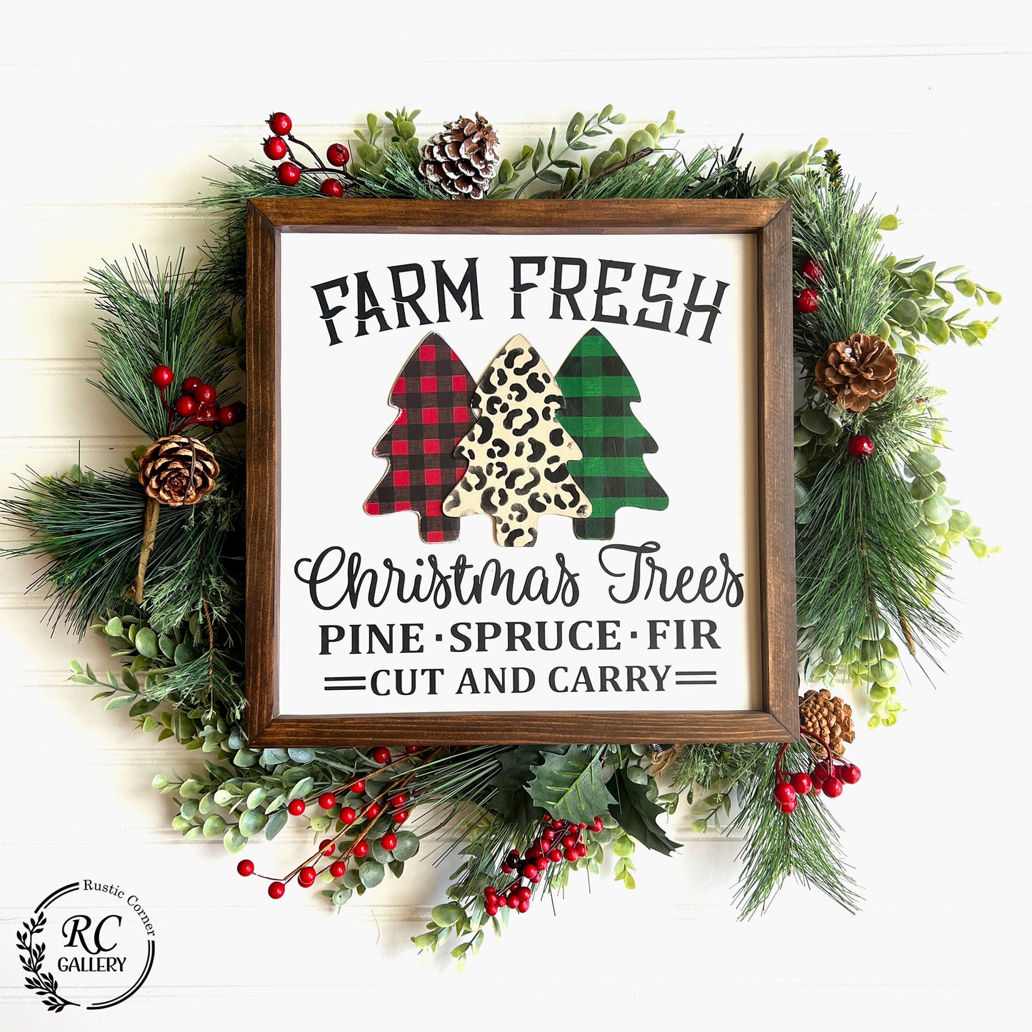 Farm fresh Christmas trees, Christmas wood sign.