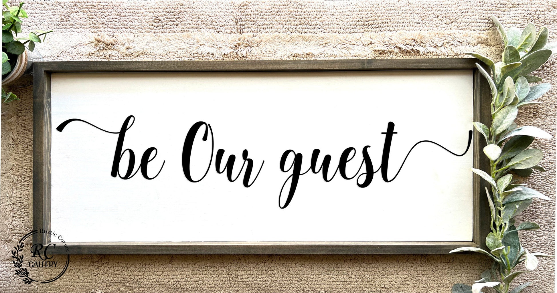 be our guest,  framed wood sign, farmhouse wood sign , guest bedroom decor , bedroom wall decor , farmhouse bedroom