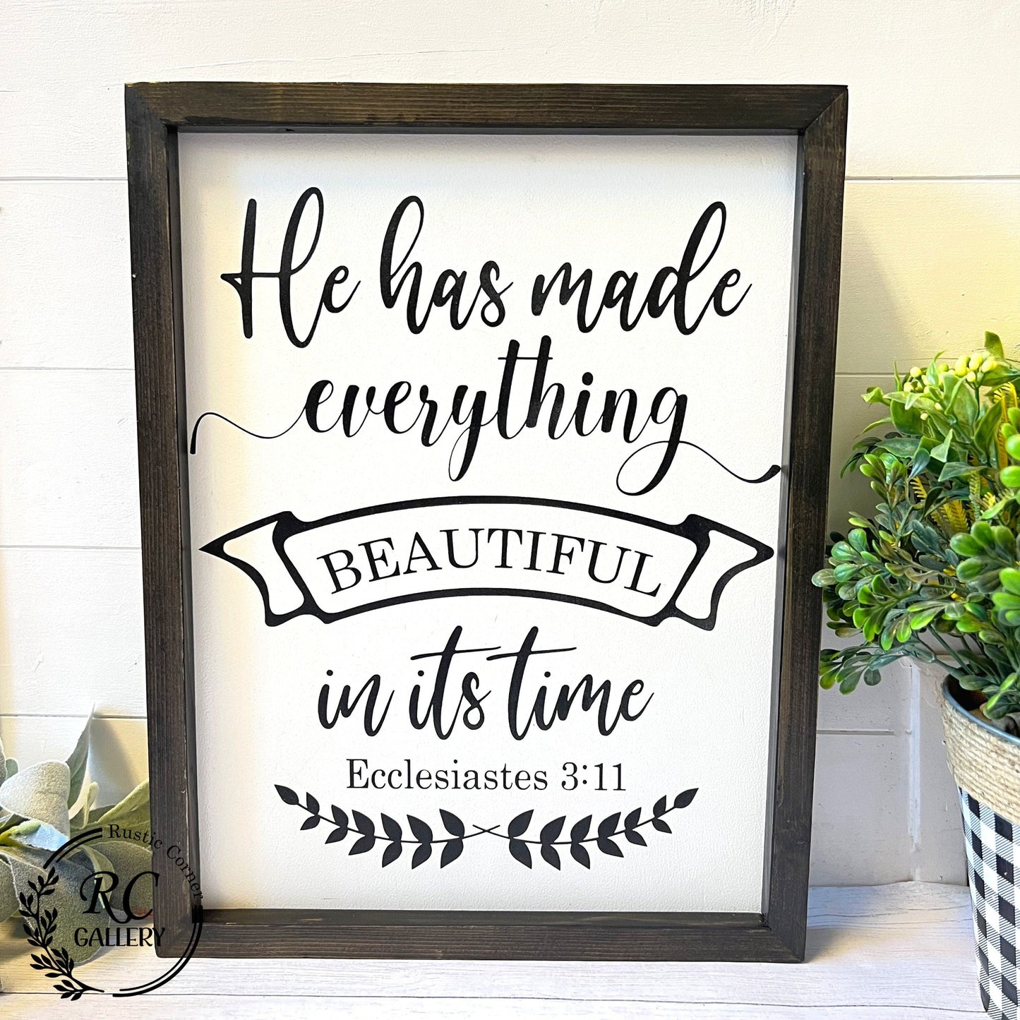 Scripture wood sign, He has made everything beautiful in its time.