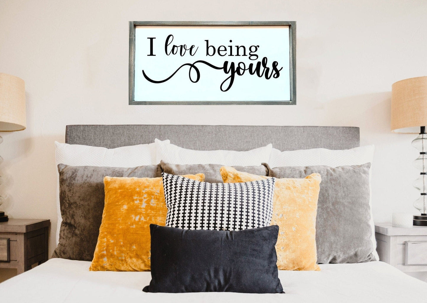 I love being yours bedroom wood sign.