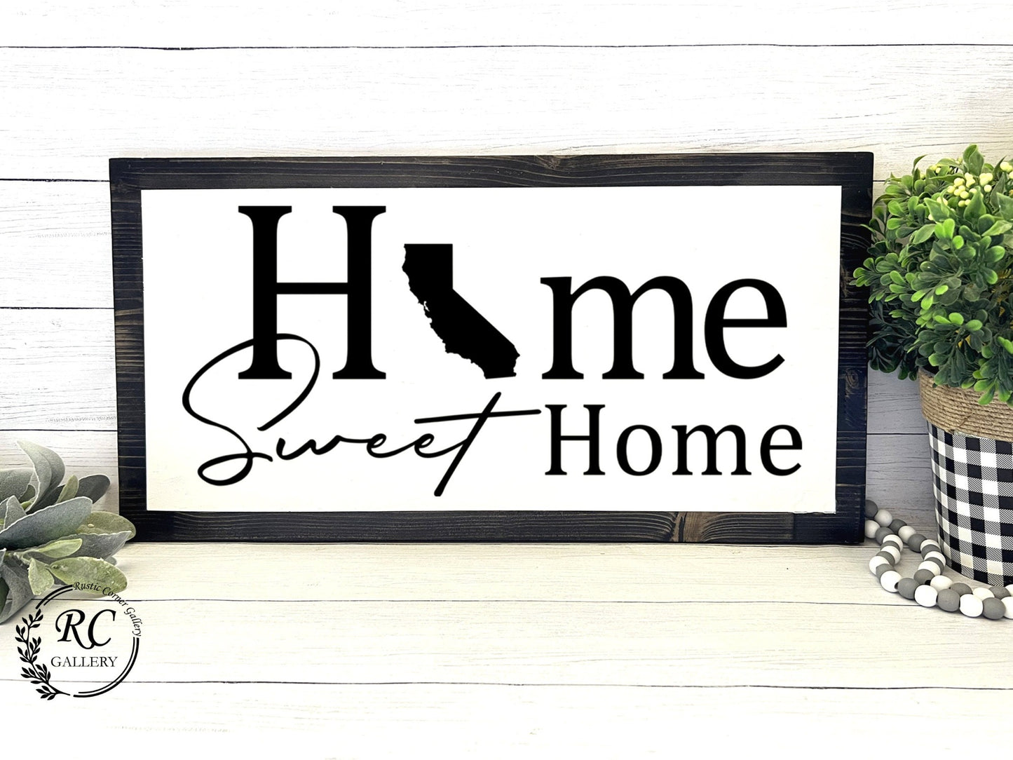 Home sweet home living room wood sign.