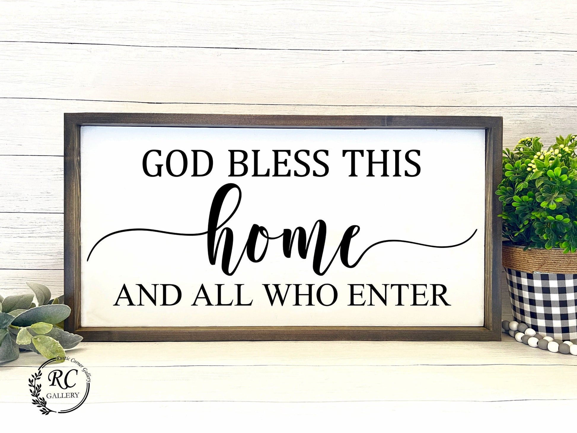 God bless this home wood sign, Framed wood sign