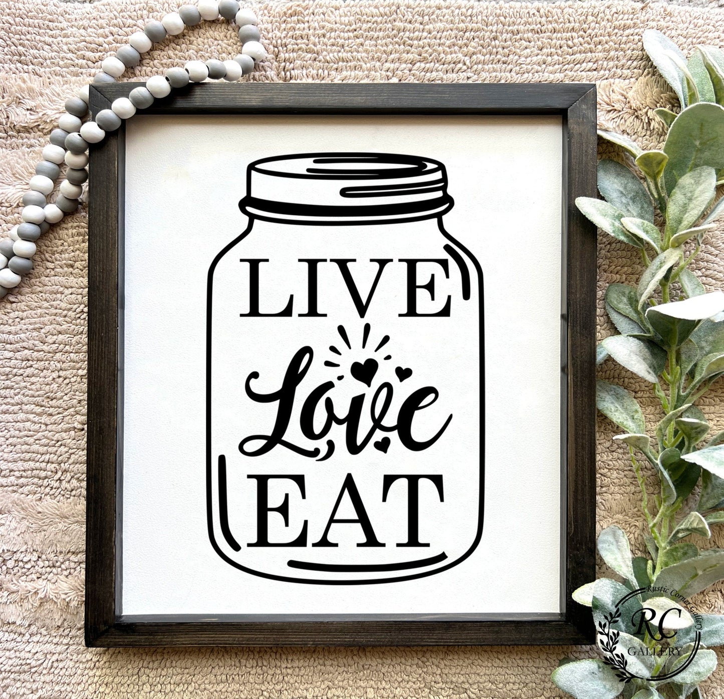 Live love eat mason jar wood sign, kitchen wood sign.