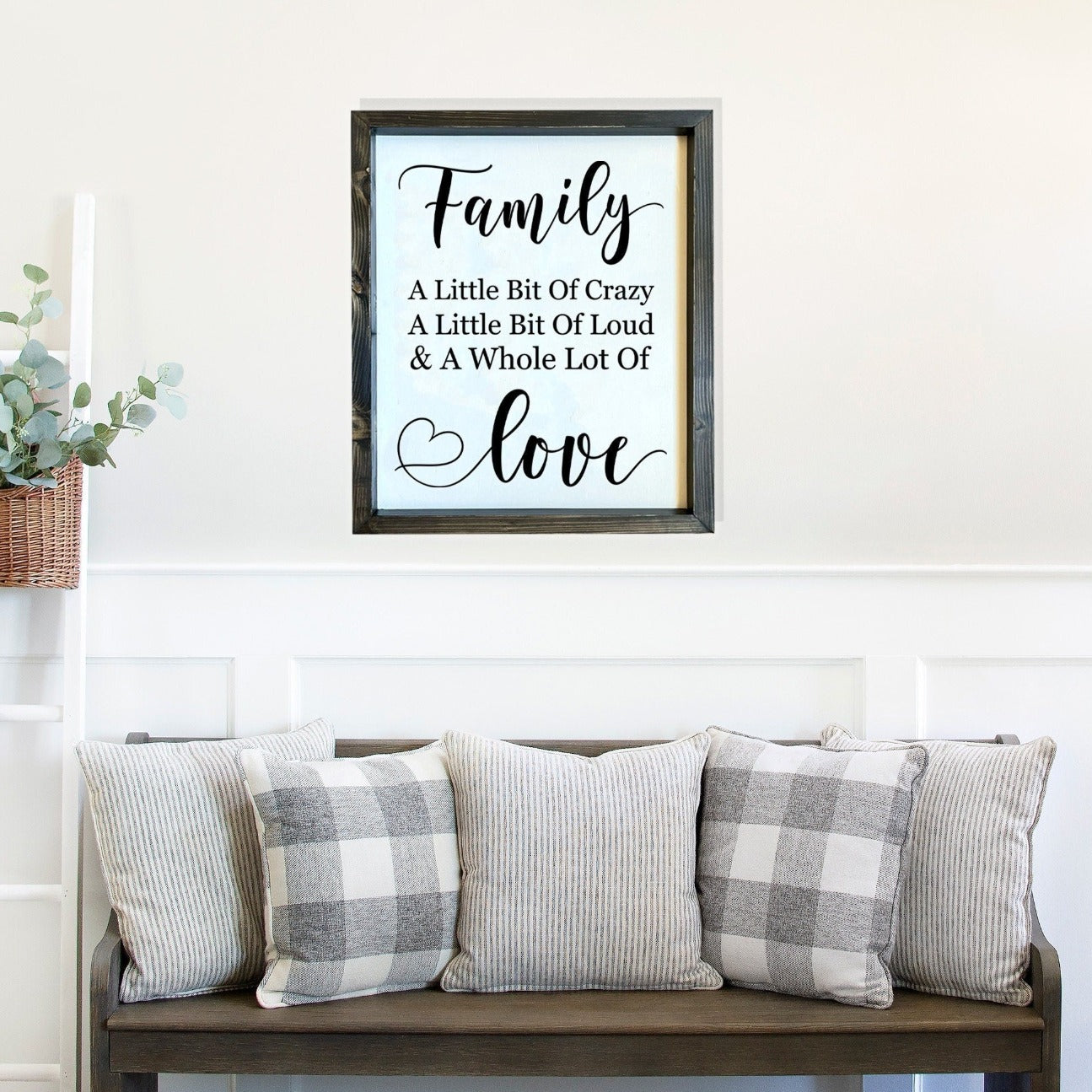 Family a little bit of crazy, a little bit of loud & a whole lot of love wood sign , living room sign.