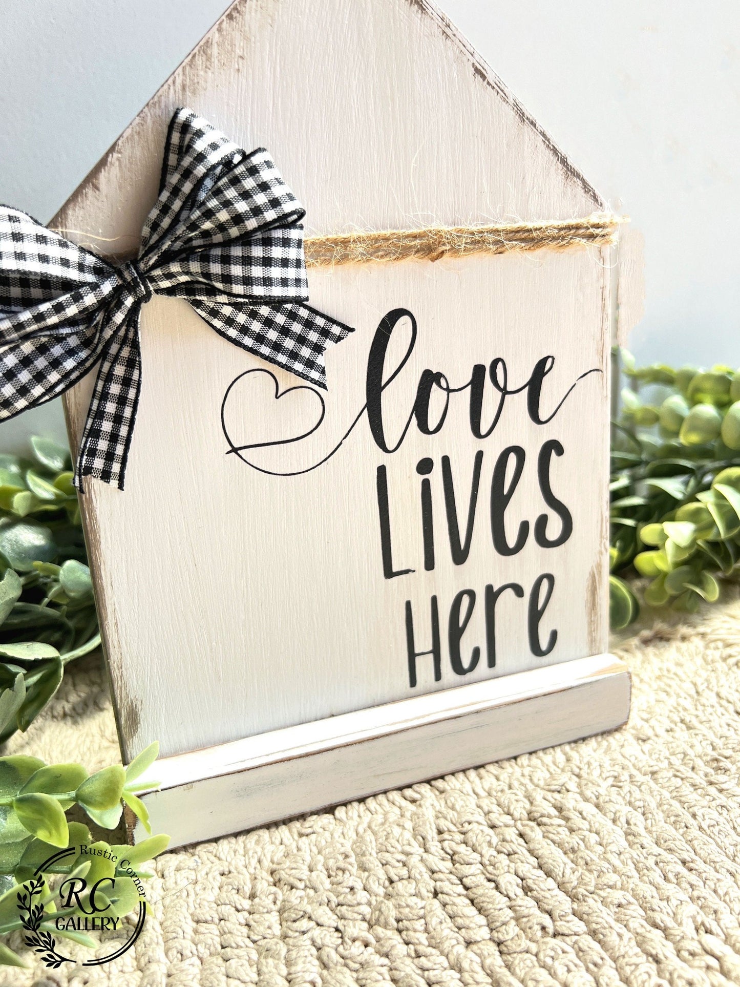 Love lives here wooden house decor, distressed wood sign.