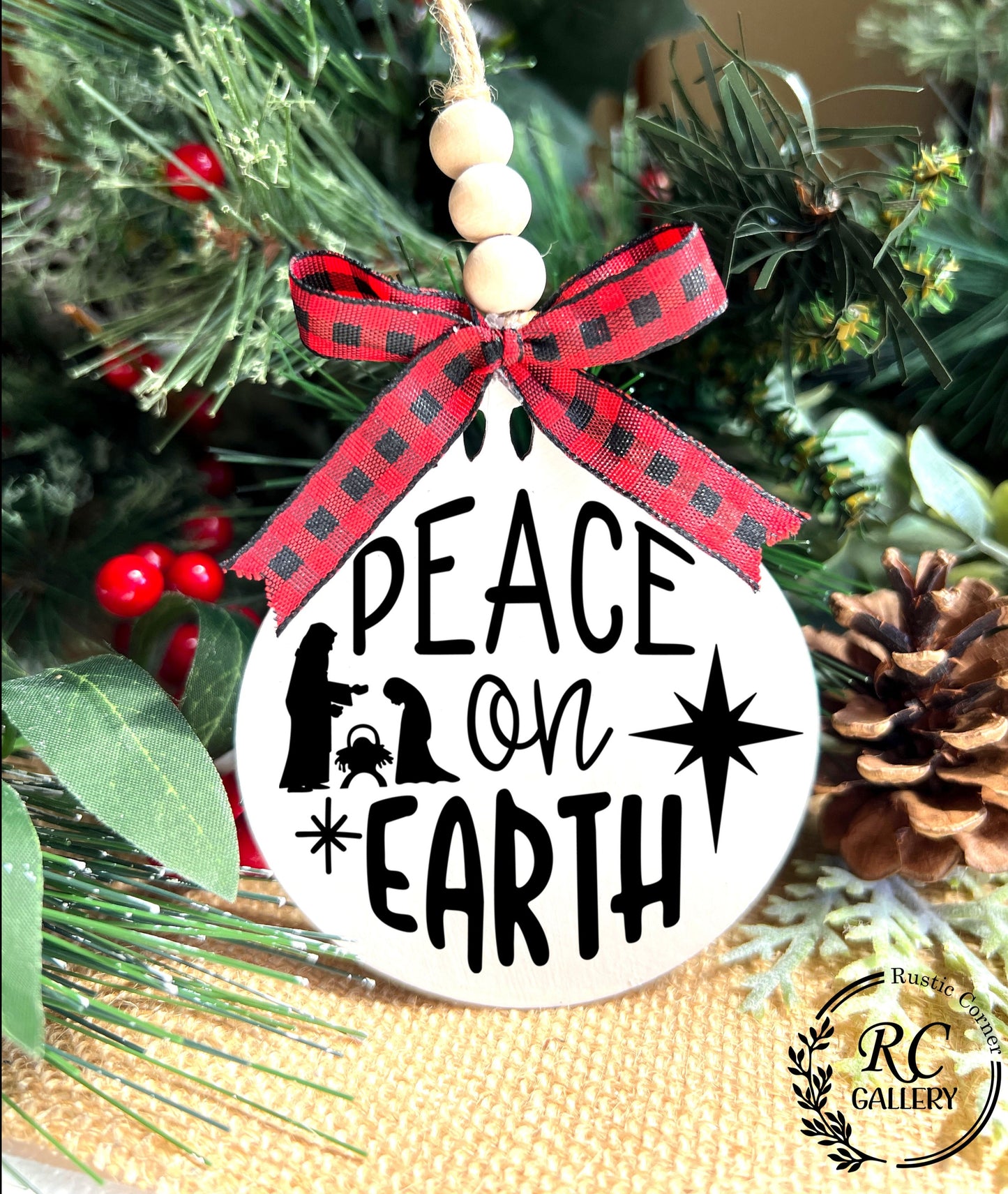 Peace on Earth, Christmas Ornament.